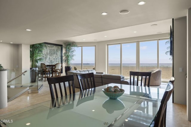 3629 Ocean Dr, Oxnard, CA 93035 - dining room featuring recessed lighting and a water view