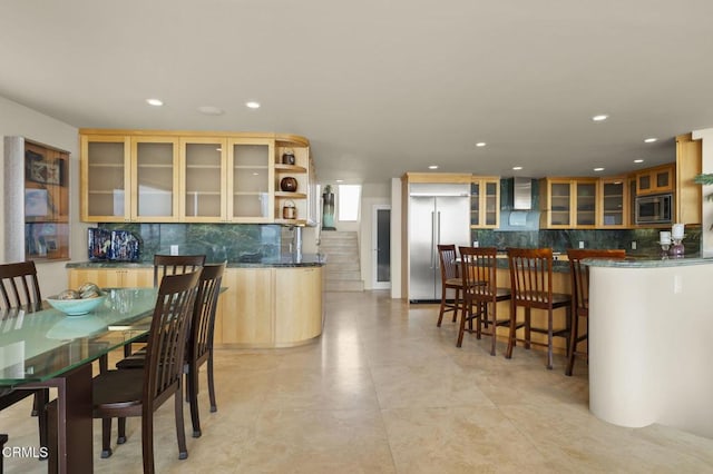 3629 Ocean Dr, Oxnard, CA 93035 - dining area featuring wet bar and recessed lighting
