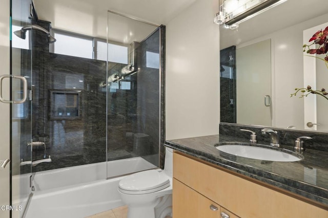 3629 Ocean Dr, Oxnard, CA 93035 - bathroom with vanity, combined bath / shower with glass door, and tile patterned flooring