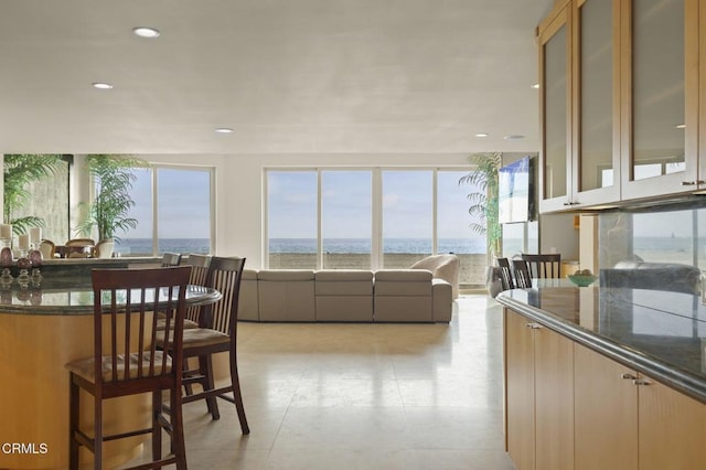 3629 Ocean Dr, Oxnard, CA 93035 - dining area with healthy amount of natural light, recessed lighting, and a water view