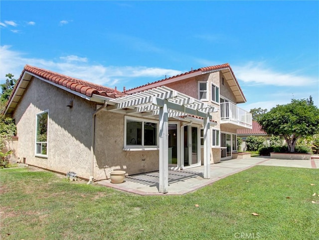 20472 Via Marwah, Yorba Linda, CA 92886 - back of house with stucco siding, a yard, a patio area, and a pergola