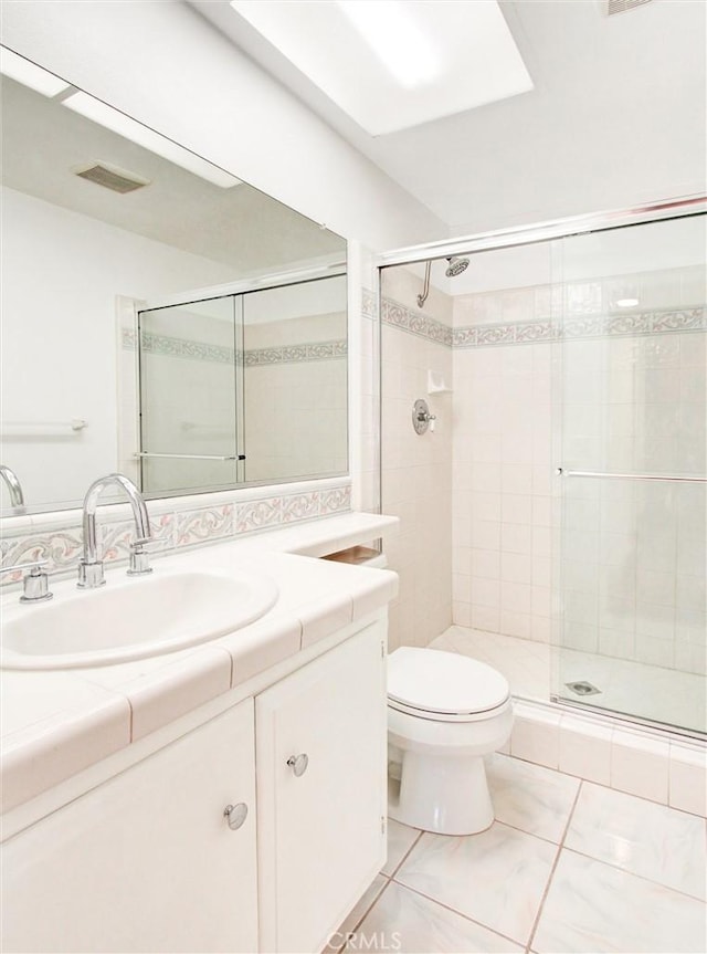 20472 Via Marwah, Yorba Linda, CA 92886 - bathroom featuring vanity, a shower stall, and tile patterned flooring