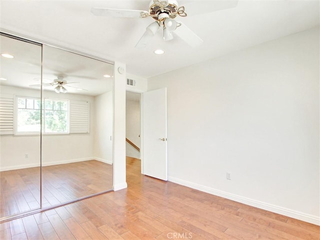 20472 Via Marwah, Yorba Linda, CA 92886 - unfurnished bedroom featuring a closet, light wood-style floors, recessed lighting, and ceiling fan