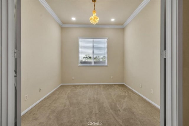 1708 Snowberry Rd, Beaumont, CA 92223 - empty room featuring crown molding, carpet floors, and recessed lighting