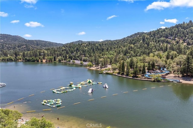423 Thousand Pines Rd, Crestline, CA 92325 - water view featuring a forest and a mountain backdrop