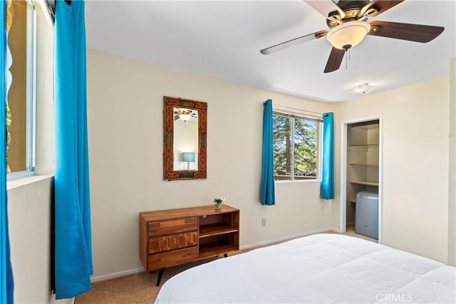 423 Thousand Pines Rd, Crestline, CA 92325 - bedroom with carpet floors and a ceiling fan