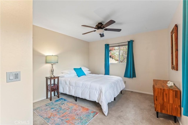 423 Thousand Pines Rd, Crestline, CA 92325 - carpeted bedroom featuring baseboards and a ceiling fan