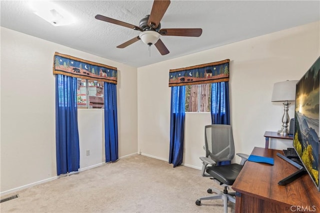 423 Thousand Pines Rd, Crestline, CA 92325 - carpeted office with baseboards and ceiling fan