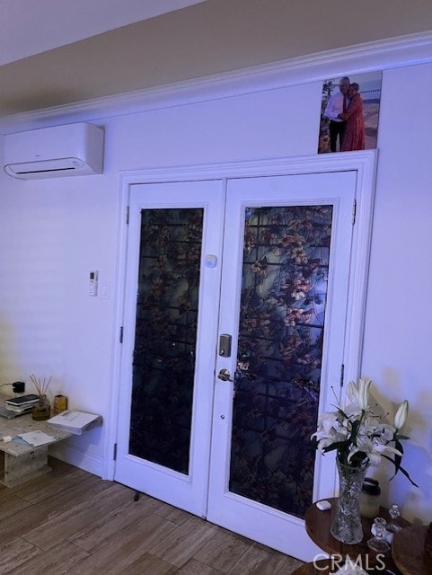 226 E Edinger Ave, Santa Ana, CA 92707 - property entrance featuring a wall unit AC and french doors