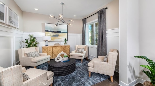 200 Lily Loop, Irvine, CA 92618 - sitting room with a decorative wall, a chandelier, and a wainscoted wall