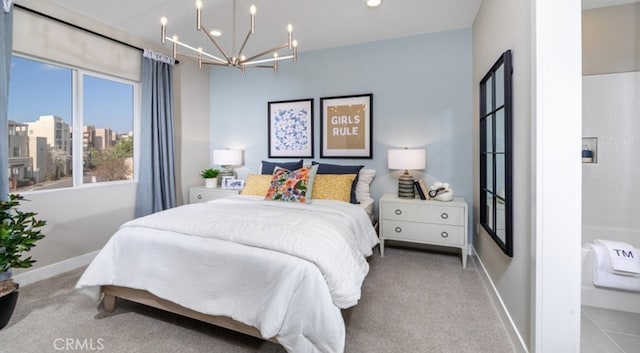 200 Lily Loop, Irvine, CA 92618 - bedroom featuring a chandelier, carpet, and recessed lighting