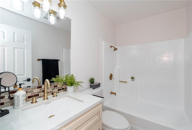 16066 Rancho Verde Cir, Riverside, CA 92506 - bathroom featuring vanity, decorative backsplash, and shower / bath combination