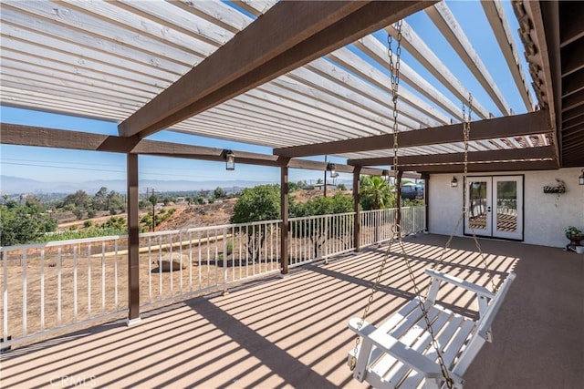 16066 Rancho Verde Cir, Riverside, CA 92506 - view of patio featuring a pergola and french doors