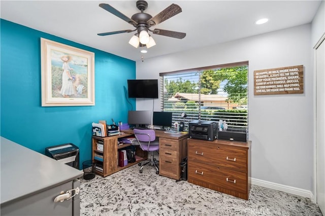 2608 Nice Ct, Lancaster, CA 93536 - office space with a ceiling fan and recessed lighting