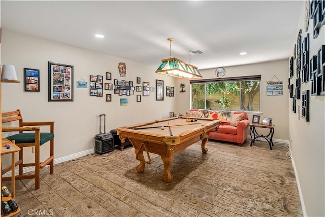 2608 Nice Ct, Lancaster, CA 93536 - recreation room featuring wood-type flooring, billiards table, and recessed lighting