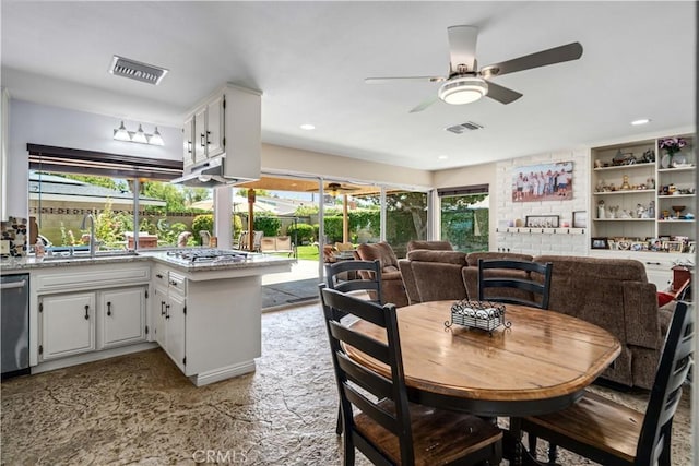 2608 Nice Ct, Lancaster, CA 93536 - dining area featuring ceiling fan, healthy amount of natural light, and recessed lighting