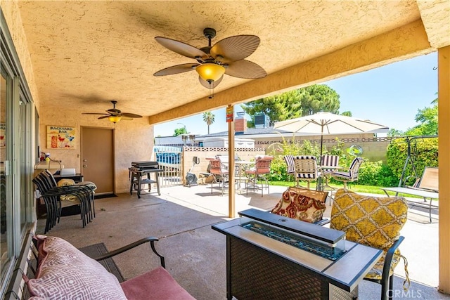 2608 Nice Ct, Lancaster, CA 93536 - view of patio / terrace featuring outdoor dining area, ceiling fan, and area for grilling