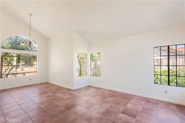24249 Saradella Ct, Murrieta, CA 92562 - empty room featuring a chandelier and lofted ceiling