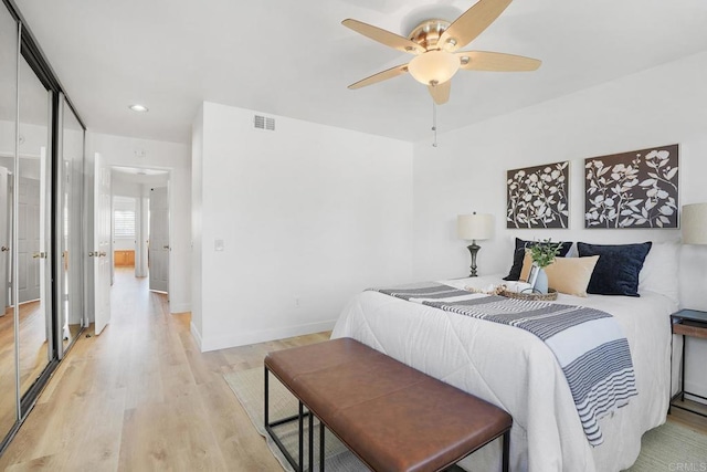 1930 Rosewood St, Vista, CA 92081 - bedroom with light wood finished floors and a ceiling fan