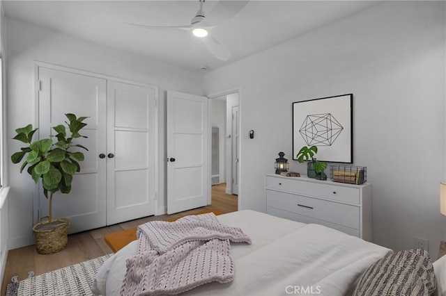 14712 Helwig Ave, Norwalk, CA 90650 - bedroom featuring a closet, wood finished floors, and ceiling fan