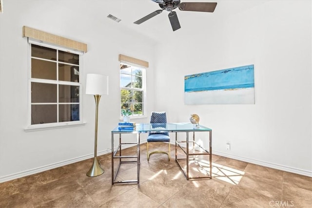 31521 Paseo Campeon, San Juan Capistrano, CA 92675 - tiled home office with ceiling fan and baseboards