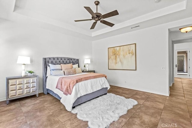 31521 Paseo Campeon, San Juan Capistrano, CA 92675 - tiled bedroom with a tray ceiling and ceiling fan
