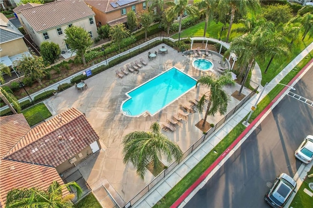 4564 Vincent Way, Riverside, CA 92501 - bird's eye view of a pool area