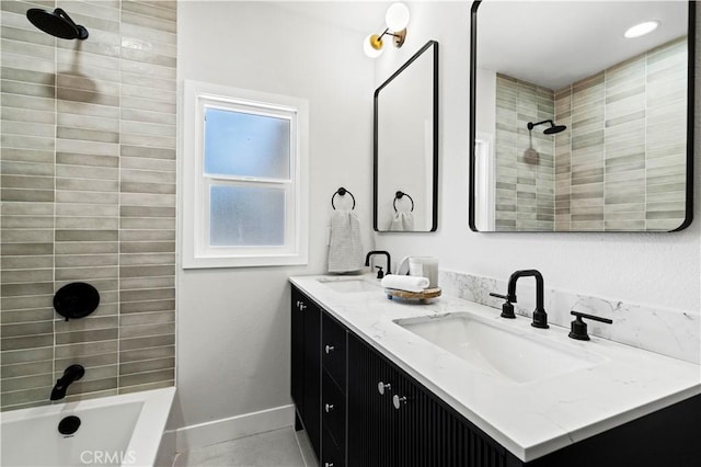 9712 Saloma Ave, North Hills, CA 91343 - bathroom with double vanity and bathing tub / shower combination