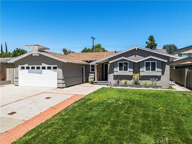 9712 Saloma Ave, North Hills, CA 91343 - ranch-style house featuring stucco siding, concrete driveway, and a garage