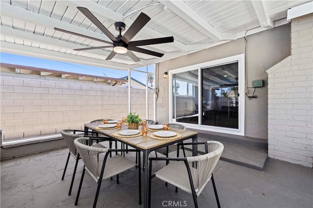 9712 Saloma Ave, North Hills, CA 91343 - view of patio featuring ceiling fan and outdoor dining space