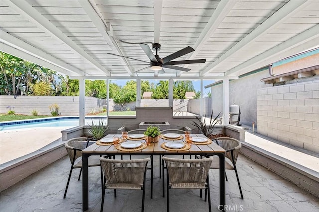 9712 Saloma Ave, North Hills, CA 91343 - sunroom featuring a ceiling fan and outdoor dining space