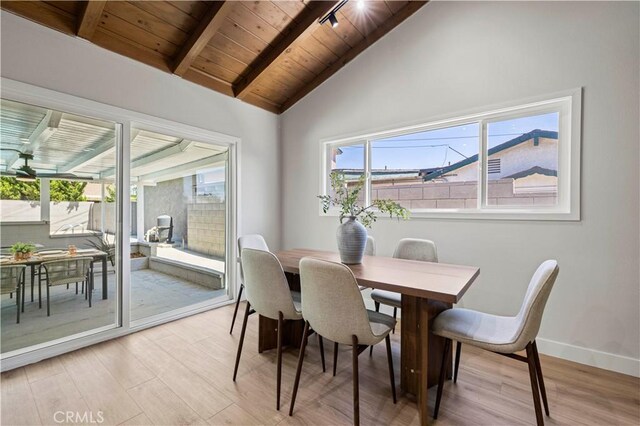 9712 Saloma Ave, North Hills, CA 91343 - dining room with wood finished floors and wooden ceiling
