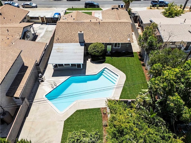 9712 Saloma Ave, North Hills, CA 91343 - view from above of property featuring a pool area