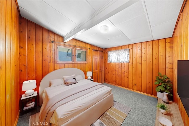 17162 Grand Ave, Lake Elsinore, CA 92530 - carpeted bedroom featuring wooden walls