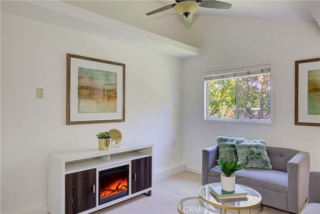 2164 Via Mariposa E Unit D, Laguna Woods, CA 92637 - carpeted living room featuring a ceiling fan and baseboards