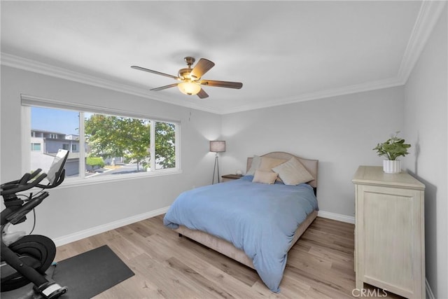 373 N Via Remo, Anaheim, CA 92806 - bedroom featuring light wood-style floors, ornamental molding, and a ceiling fan