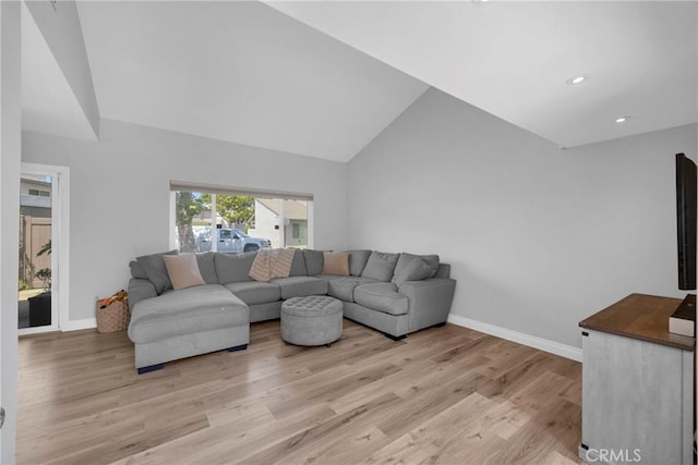 373 N Via Remo, Anaheim, CA 92806 - living room with vaulted ceiling, light wood-type flooring, and recessed lighting