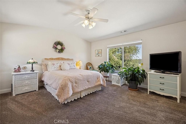 9230 Las Lomas Ave, Atascadero, CA 93422 - bedroom featuring carpet, vaulted ceiling, and ceiling fan
