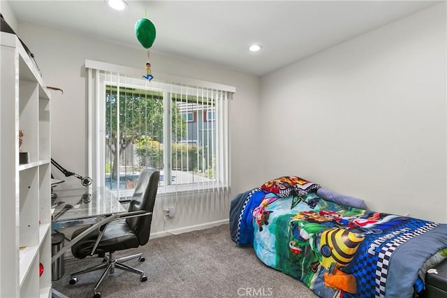4783 Larwin Ave, Cypress, CA 90630 - bedroom with carpet flooring, recessed lighting, and an office area