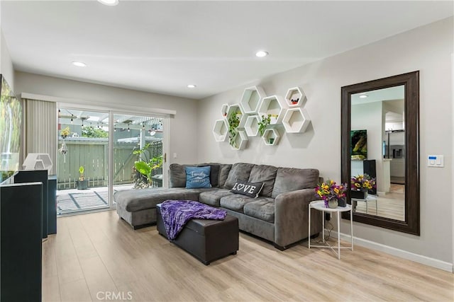 4783 Larwin Ave, Cypress, CA 90630 - living room featuring light wood-style flooring and recessed lighting