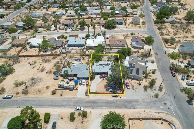 61497 Valley View Dr, Joshua Tree, CA 92252 - aerial view of residential area with property boundaries highlighted