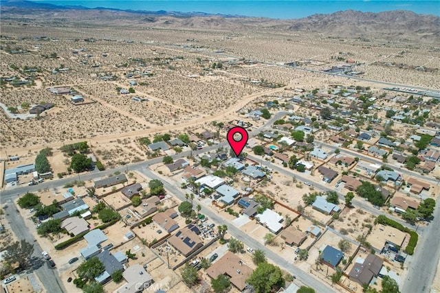61497 Valley View Dr, Joshua Tree, CA 92252 - aerial overview of property's location featuring a mountainous background