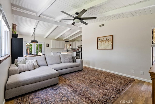 4095 Dolores Ave, Atascadero, CA 93422 - living room with a ceiling fan, wood finished floors, and french doors