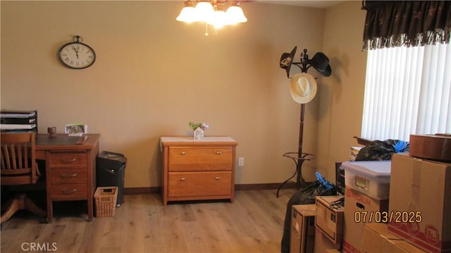 19824 Yucca Loma Rd, Apple Valley, CA 92307 - office featuring a chandelier and light wood-type flooring