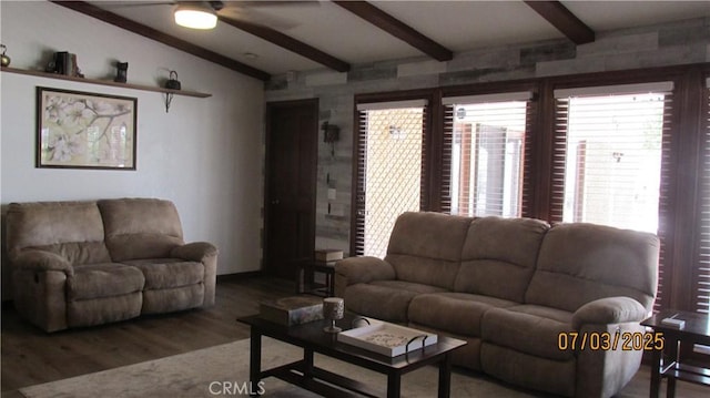 19824 Yucca Loma Rd, Apple Valley, CA 92307 - living area featuring ceiling fan and wood finished floors