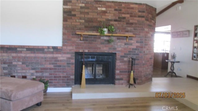 19824 Yucca Loma Rd, Apple Valley, CA 92307 - living area featuring a fireplace and wood finished floors