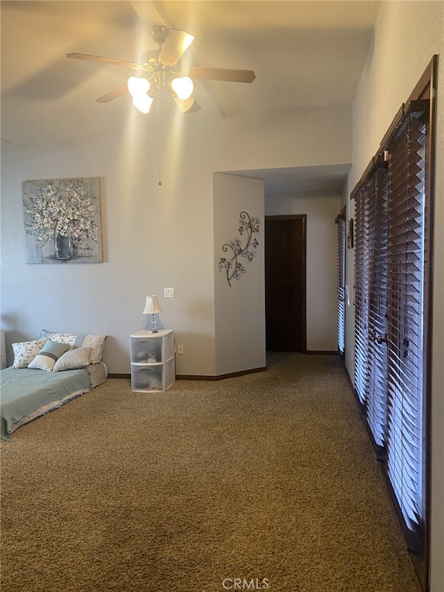 19824 Yucca Loma Rd, Apple Valley, CA 92307 - unfurnished living room featuring carpet and a ceiling fan