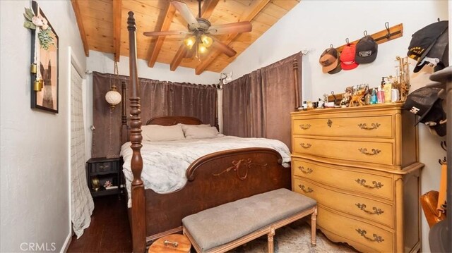 25086 Boa Dr, Crestline, CA 92325 - bedroom with wood ceiling