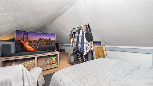 25086 Boa Dr, Crestline, CA 92325 - bedroom featuring lofted ceiling and carpet flooring