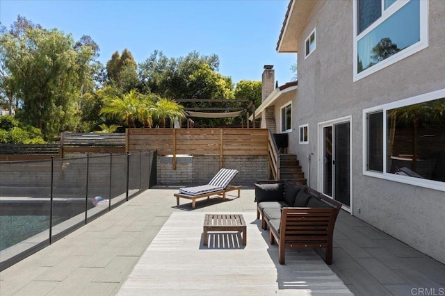 835 Minor Dr, Escondido, CA 92025 - fenced backyard featuring stairway, outdoor lounge area, and a patio area